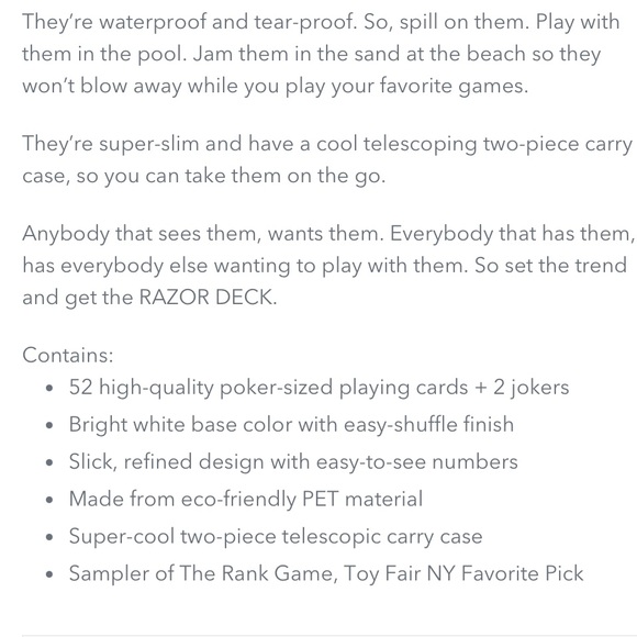 NIP Razor Deck Playing Cards Set - Picture 4 of 5